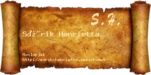 Sárik Henrietta névjegykártya